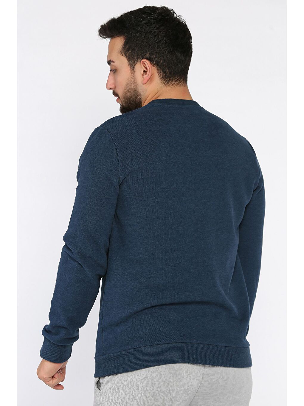 İndigo Erkek Bisiklet Yaka Selanik Sweatshirt-2