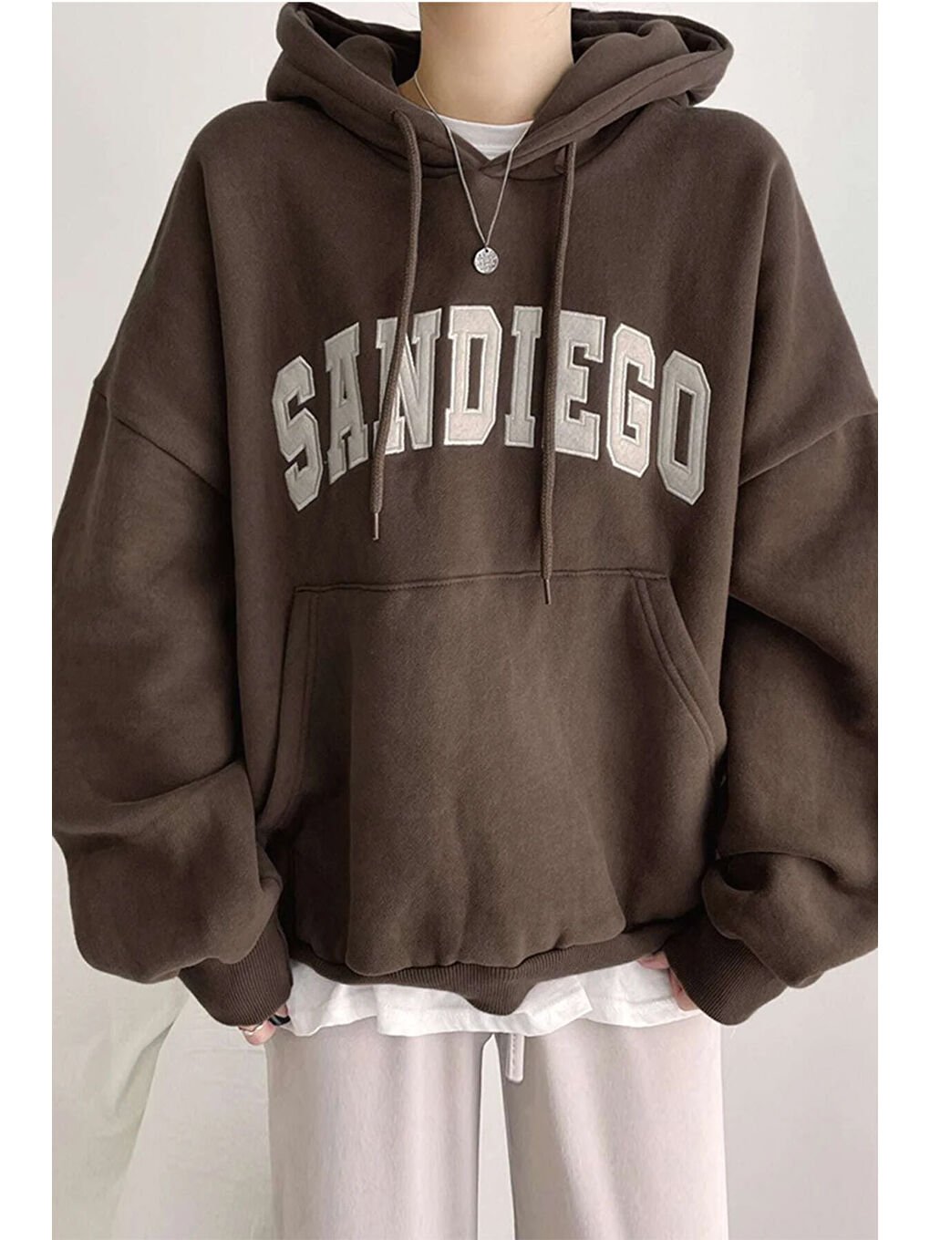 uyguntarz Kahverengi Unisex Sandiego Baskılı Oversize Sweatshirt