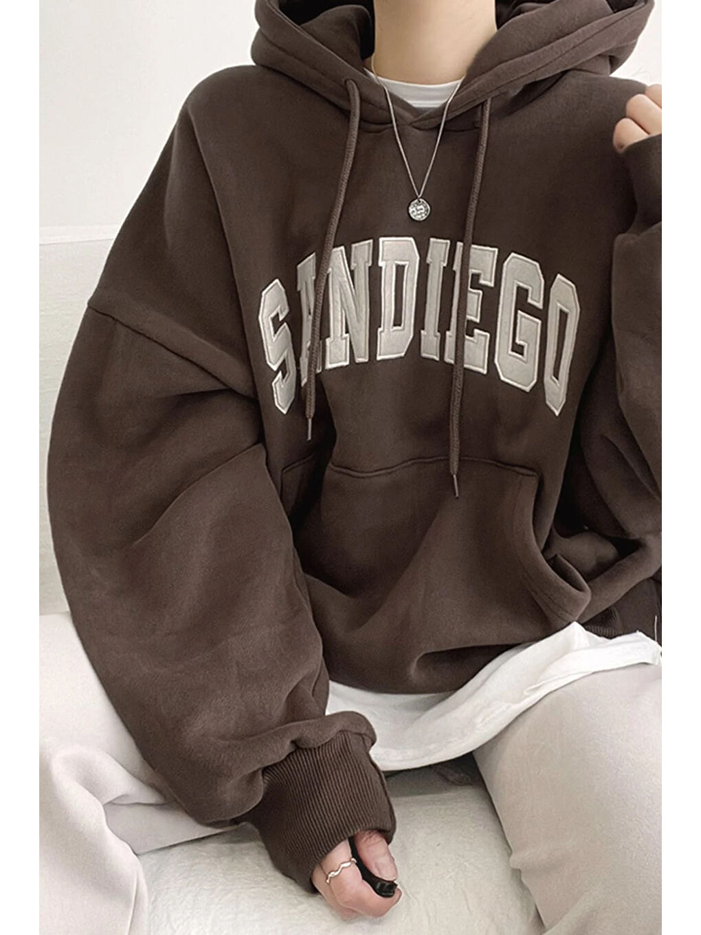 uyguntarz Kahverengi Unisex Sandiego Baskılı Oversize Sweatshirt - 1