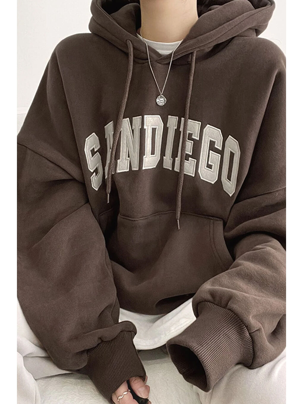 uyguntarz Kahverengi Unisex Sandiego Baskılı Oversize Sweatshirt - 2