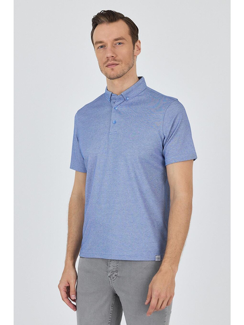 Mavi Saks Kısa Kol Düz Suprem Polo Yaka Cepsiz Pamuklu Casual Slim Fit Büyük Beden Tişört 1011250160_602