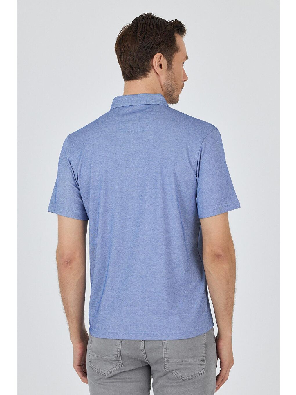 Mavi Saks Kısa Kol Düz Suprem Polo Yaka Cepsiz Pamuklu Casual Slim Fit Büyük Beden Tişört 1011250160_602-4