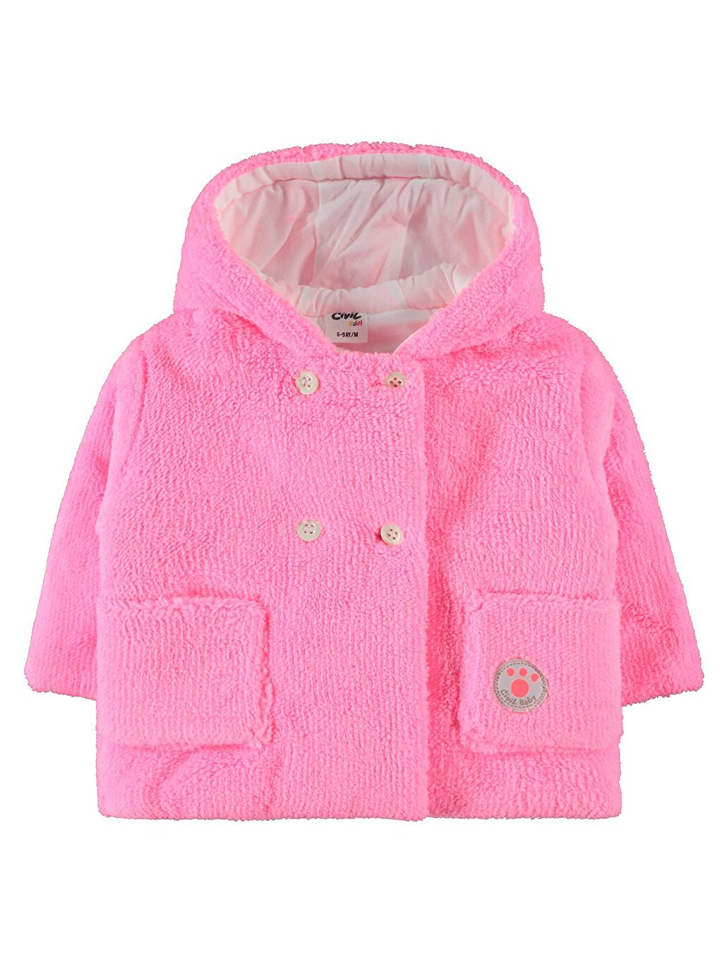 Civil Pembe Baby Kız Bebek Kapüşonlu Mont 6 18 Ay Neon Pembe