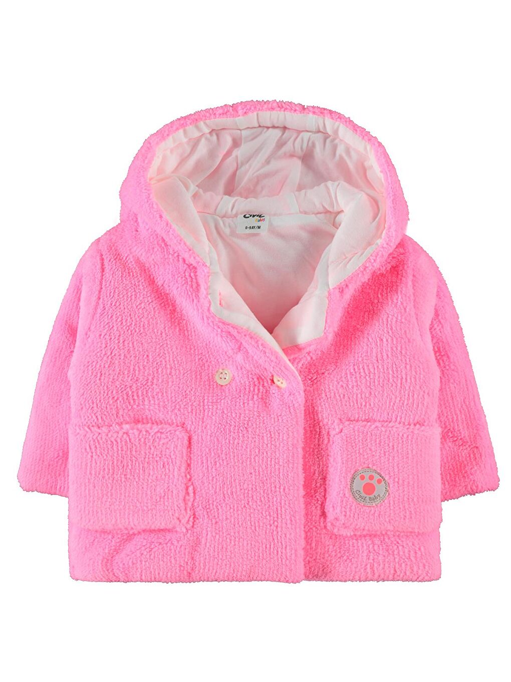 Civil Pembe Baby Kız Bebek Kapüşonlu Mont 6 18 Ay Neon Pembe - 2