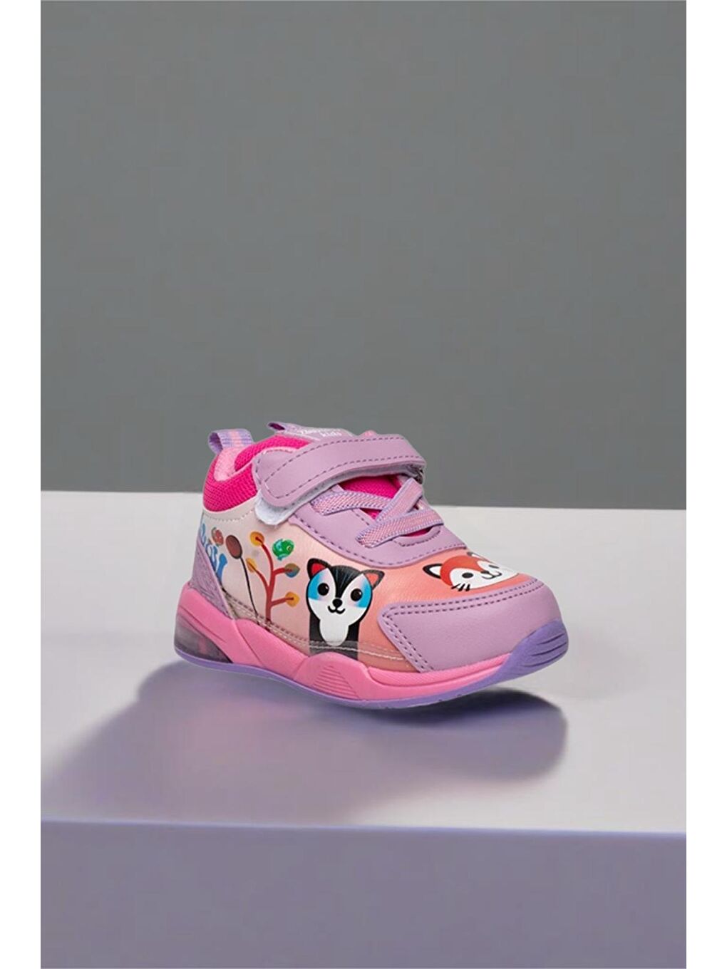 Pembe Zıpy Unisex Çocuk Bebek Işıklı Rahat Kaymaz Taban Spor Ayakkabı-1