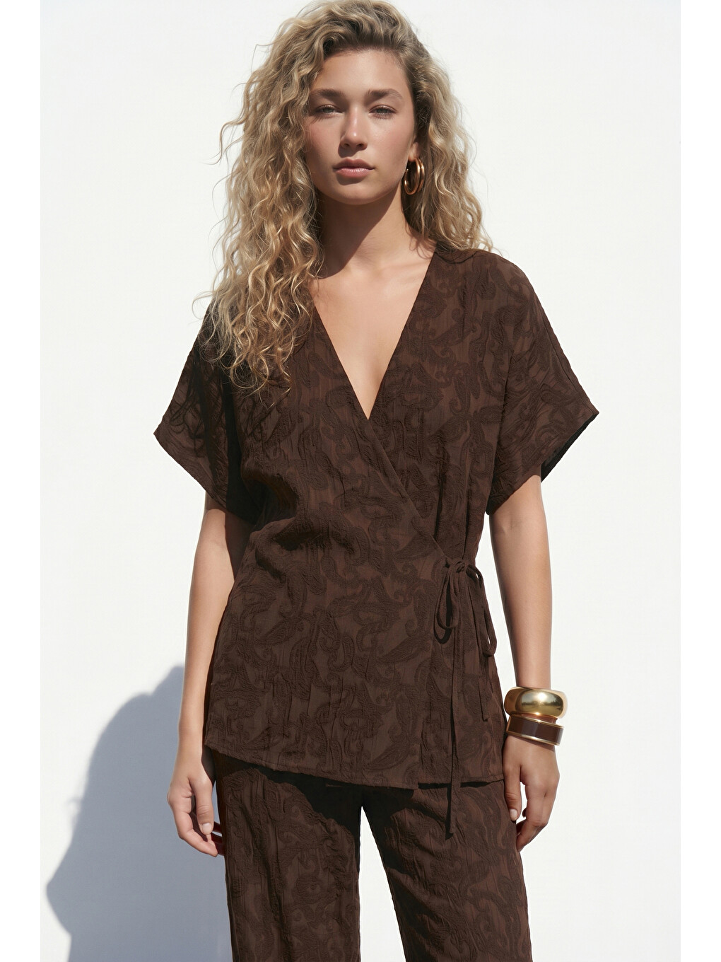 Kahverengi Lily Kimono - Kahve-3