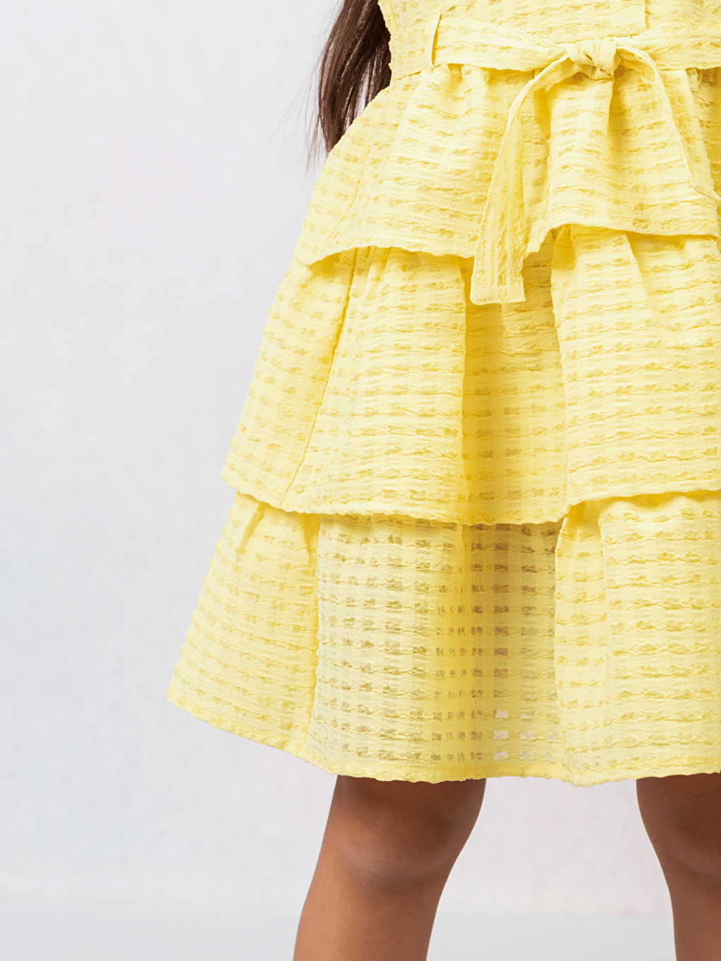 Sarı Gömlek Yaka Kısa Kollu Kız Çocuk Elbise-3