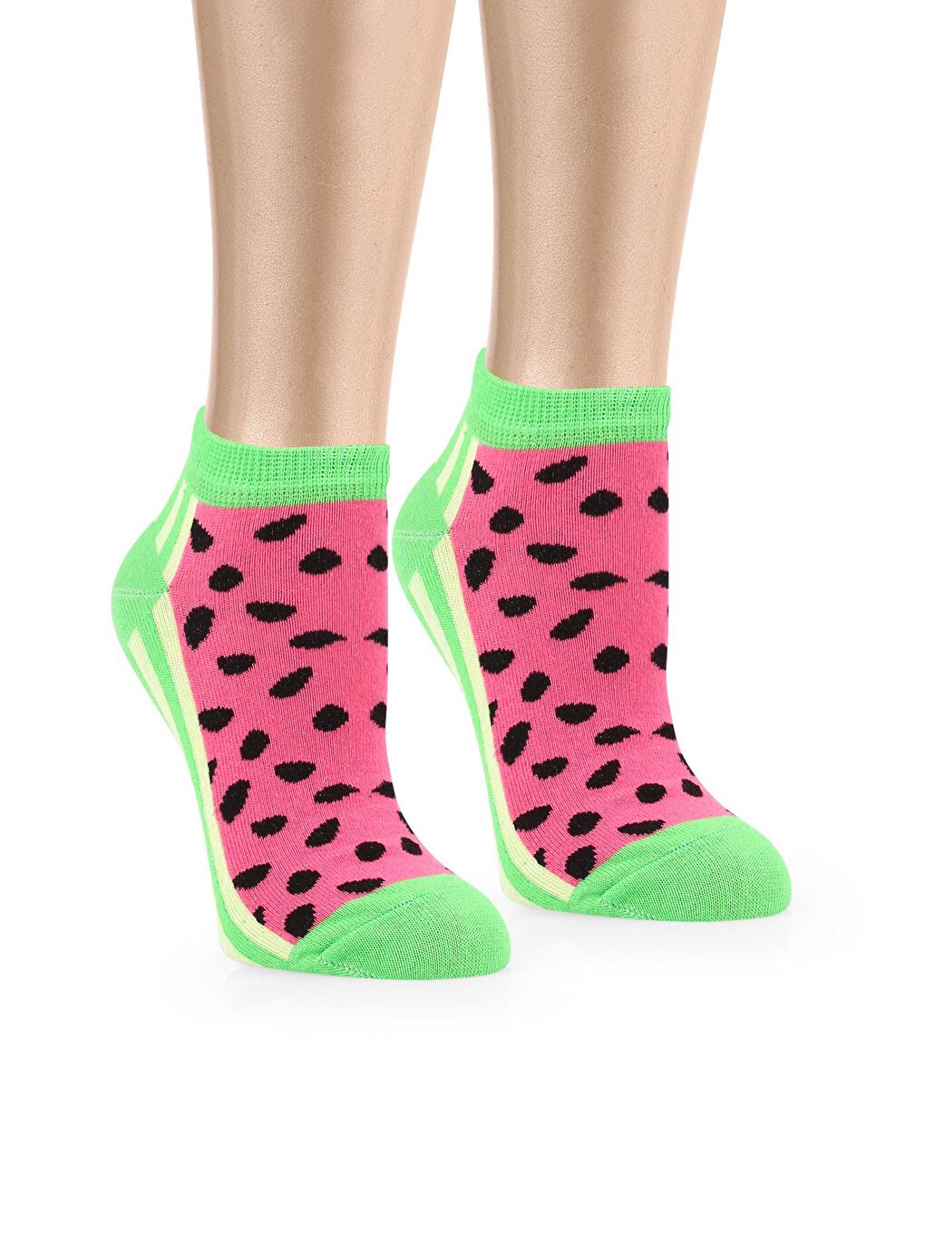 OZZY SOCKS Pembe-Sarı-Yeşil 5 Çift Eğlenceli Desenler Kadın Patik Çorap OZZYP006 - 3