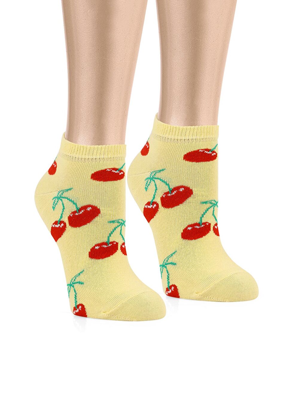 OZZY SOCKS Pembe-Sarı-Yeşil 5 Çift Eğlenceli Desenler Kadın Patik Çorap OZZYP006 - 4