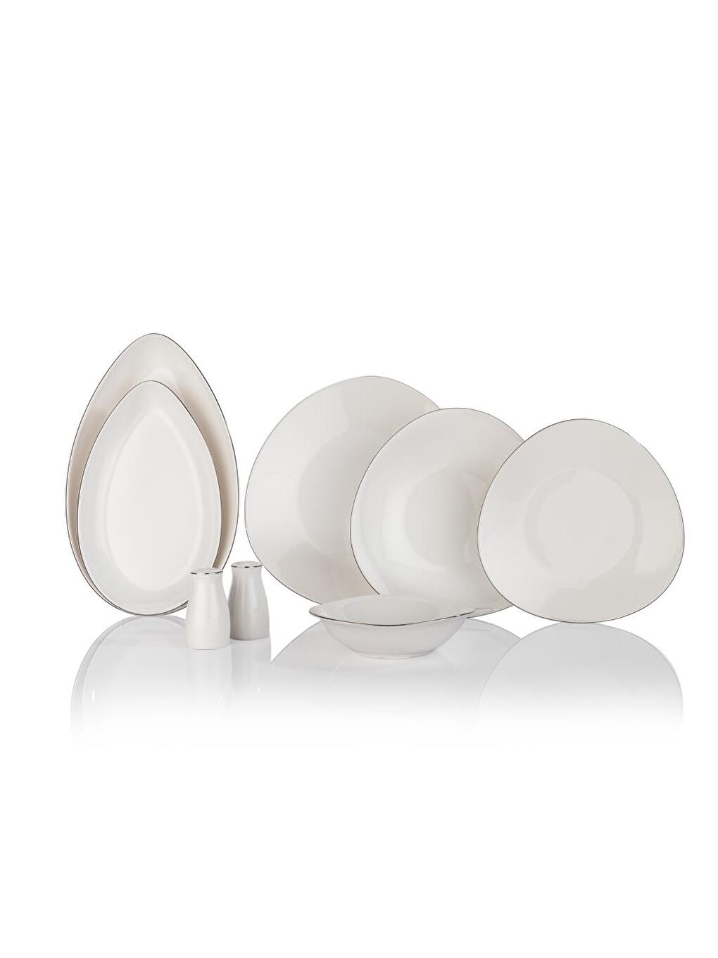 Beyaz Dina Yemek Takımı-56 Parça-Platin-1