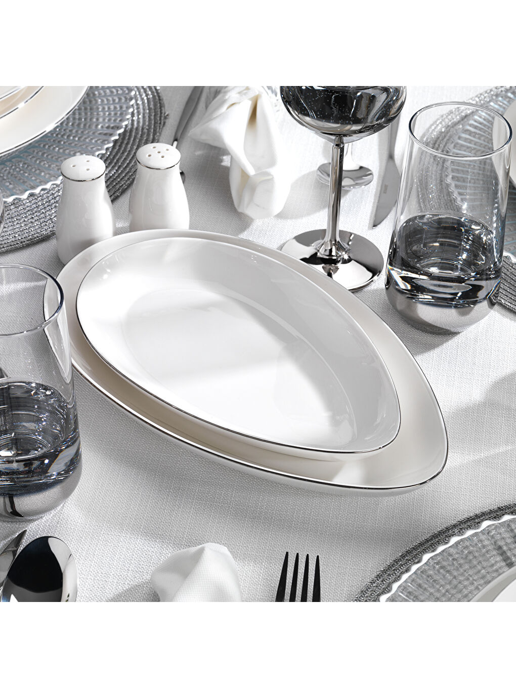 Beyaz Dina Yemek Takımı-56 Parça-Platin-4