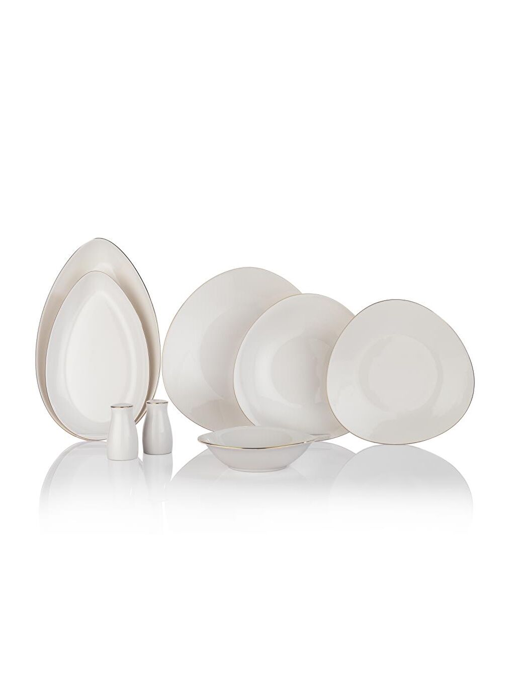 Beyaz Dina Yemek Takımı-56 Parça-Altın-3