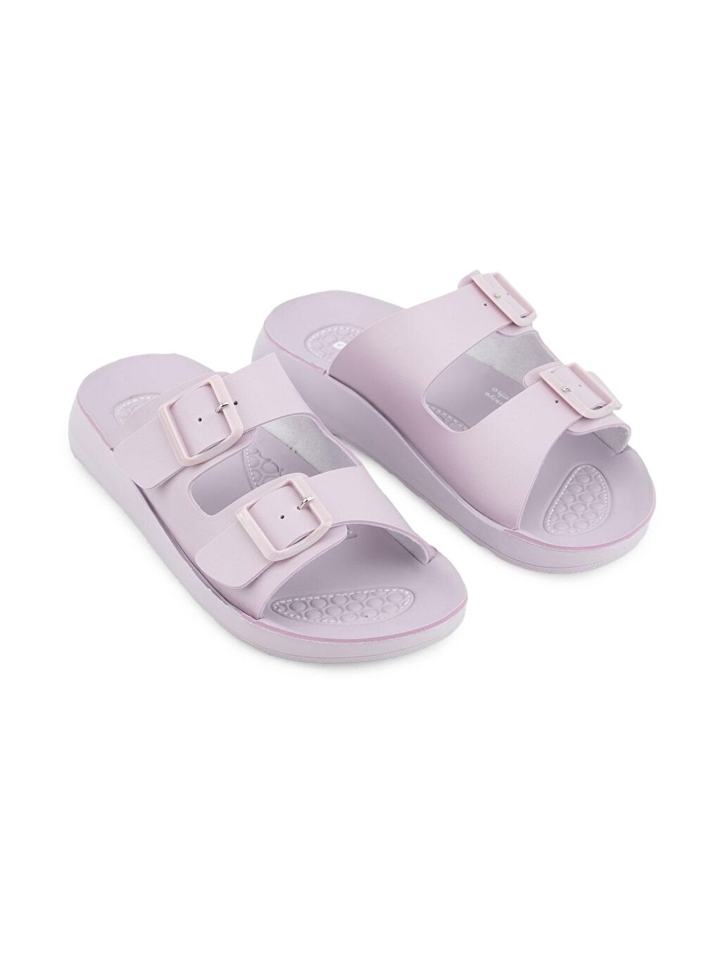 Lila Yazlık Kadın Rahat Taban Suni Deri Çift Toka Ayarlanabilir Günlük Terlik-2