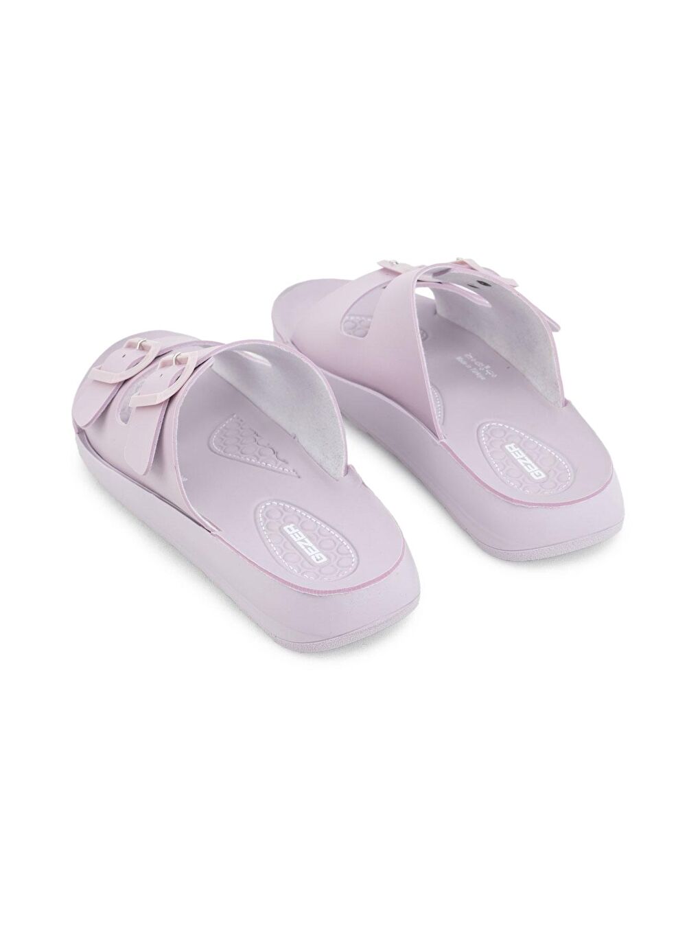 Lila Yazlık Kadın Rahat Taban Suni Deri Çift Toka Ayarlanabilir Günlük Terlik-3