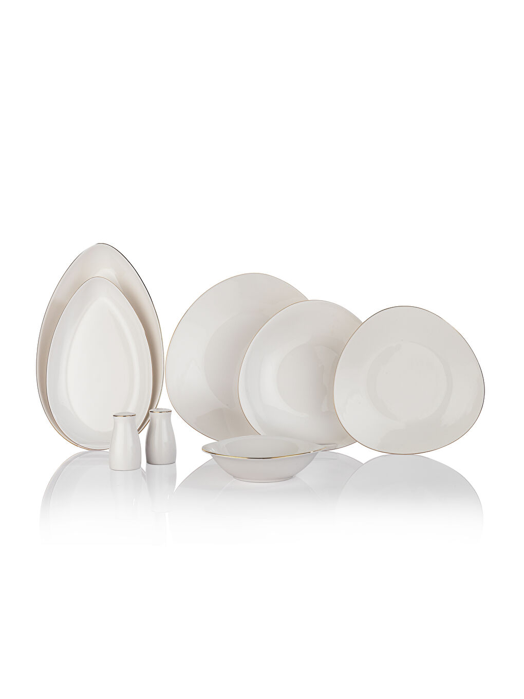 Beyaz Dina Yemek Takımı-56 Parça-Altın-5