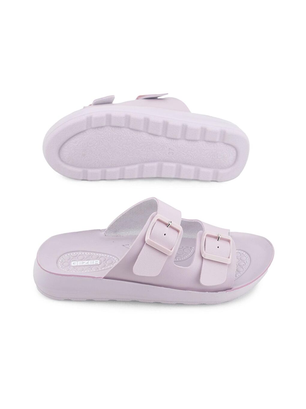 Lila Yazlık Kadın Rahat Taban Suni Deri Çift Toka Ayarlanabilir Günlük Terlik-4