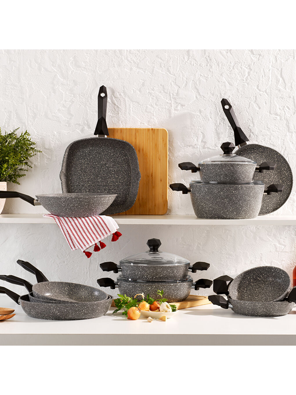 Cory Yanmaz Yapışmaz Wok Tava 28 Cm-Gri