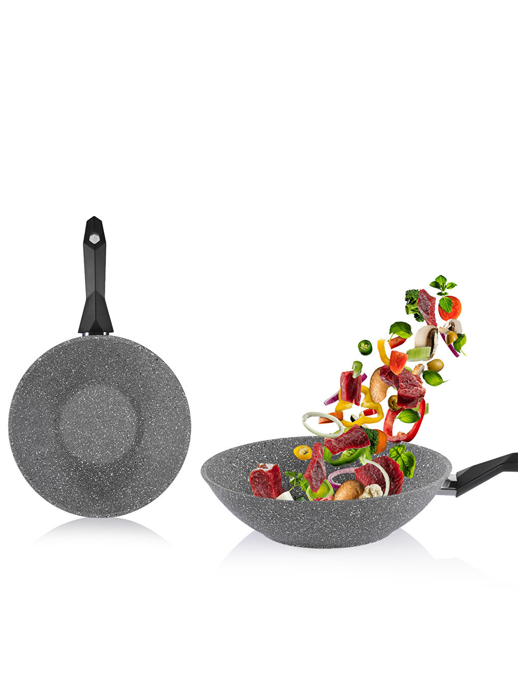 Cory Yanmaz Yapışmaz Wok Tava 28 Cm-Gri-1