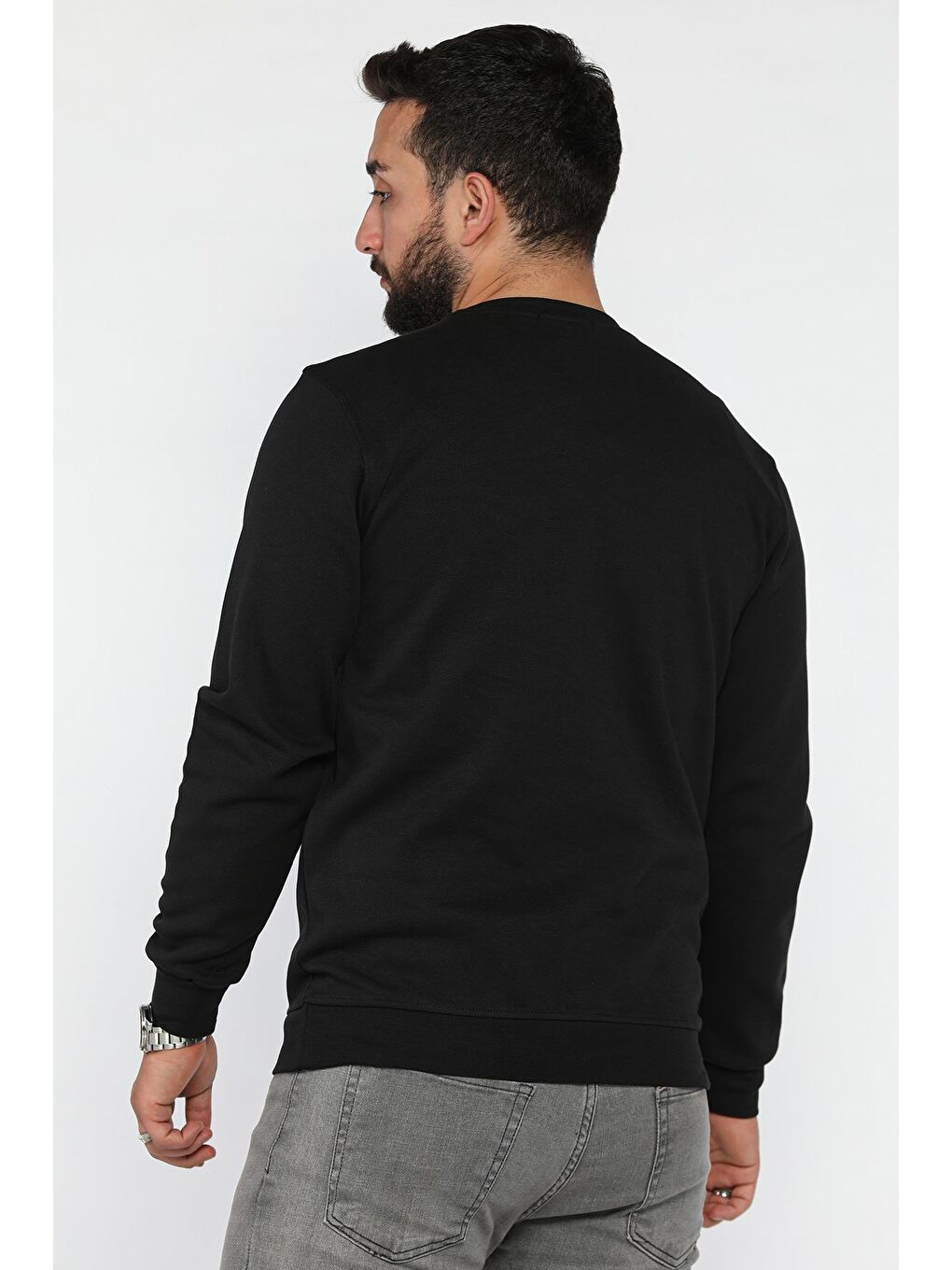 Siyah Baskılı Erkek Sweatshirt-2