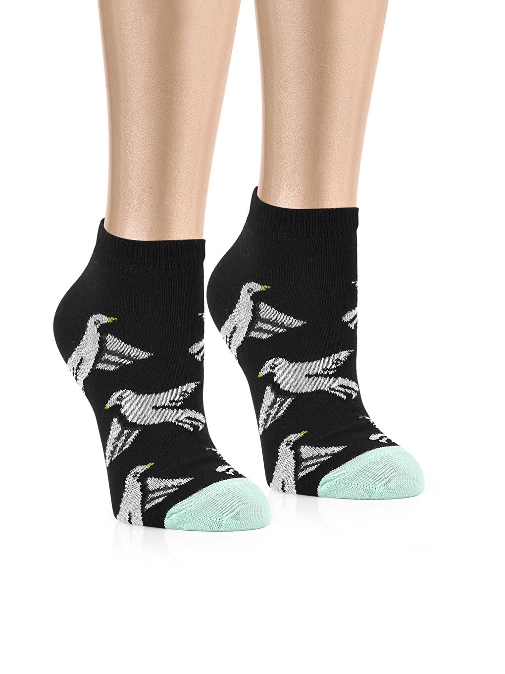 OZZY SOCKS Siyah-Yeşil 5 Çift Eğlenceli Desenler Kadın Patik Çorap OZZYP005 - 3