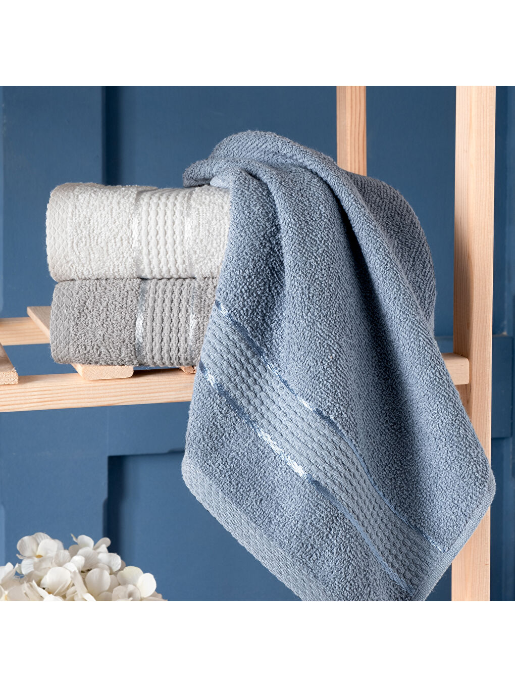 Mavi Lena 3 lü Havlu Seti 30x50-Asorti01