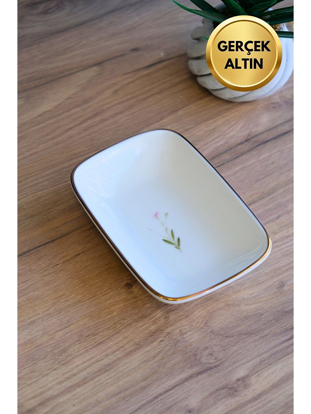 Karışık Porselen Natura Çuha Altın Yaldızlı Dikdörtgen Kayık Tabak 14X9,8cm Tekli-1