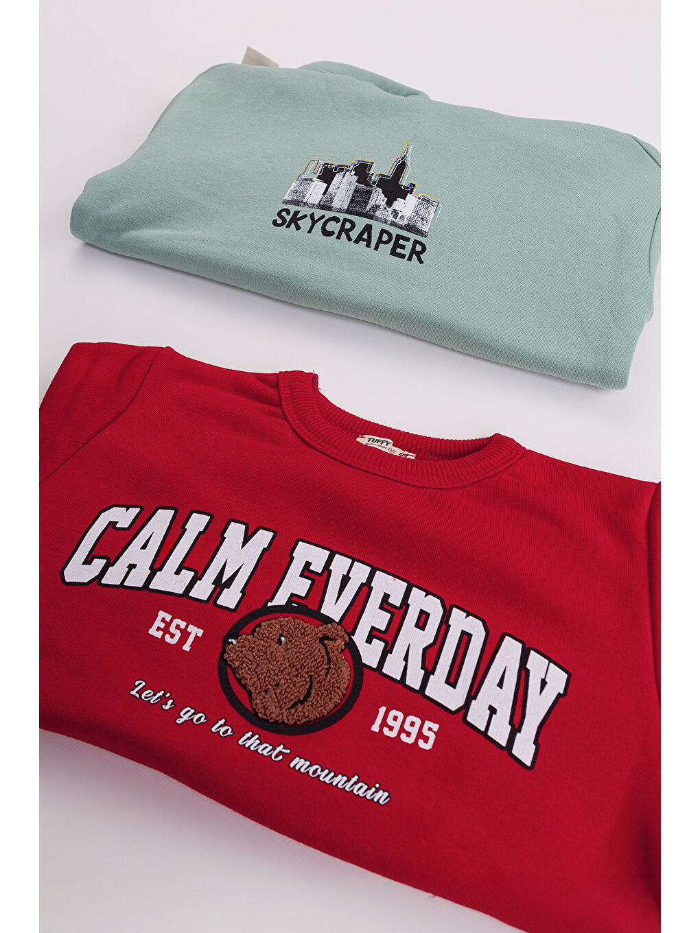 Yeşil Erkek Çocuk 2'li Paket Basic Sweatshirt-1