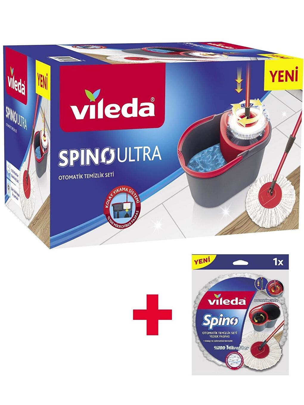 Vileda Renksiz Spino Ultra Otomatik Temizlik Seti + Yedek Paspas