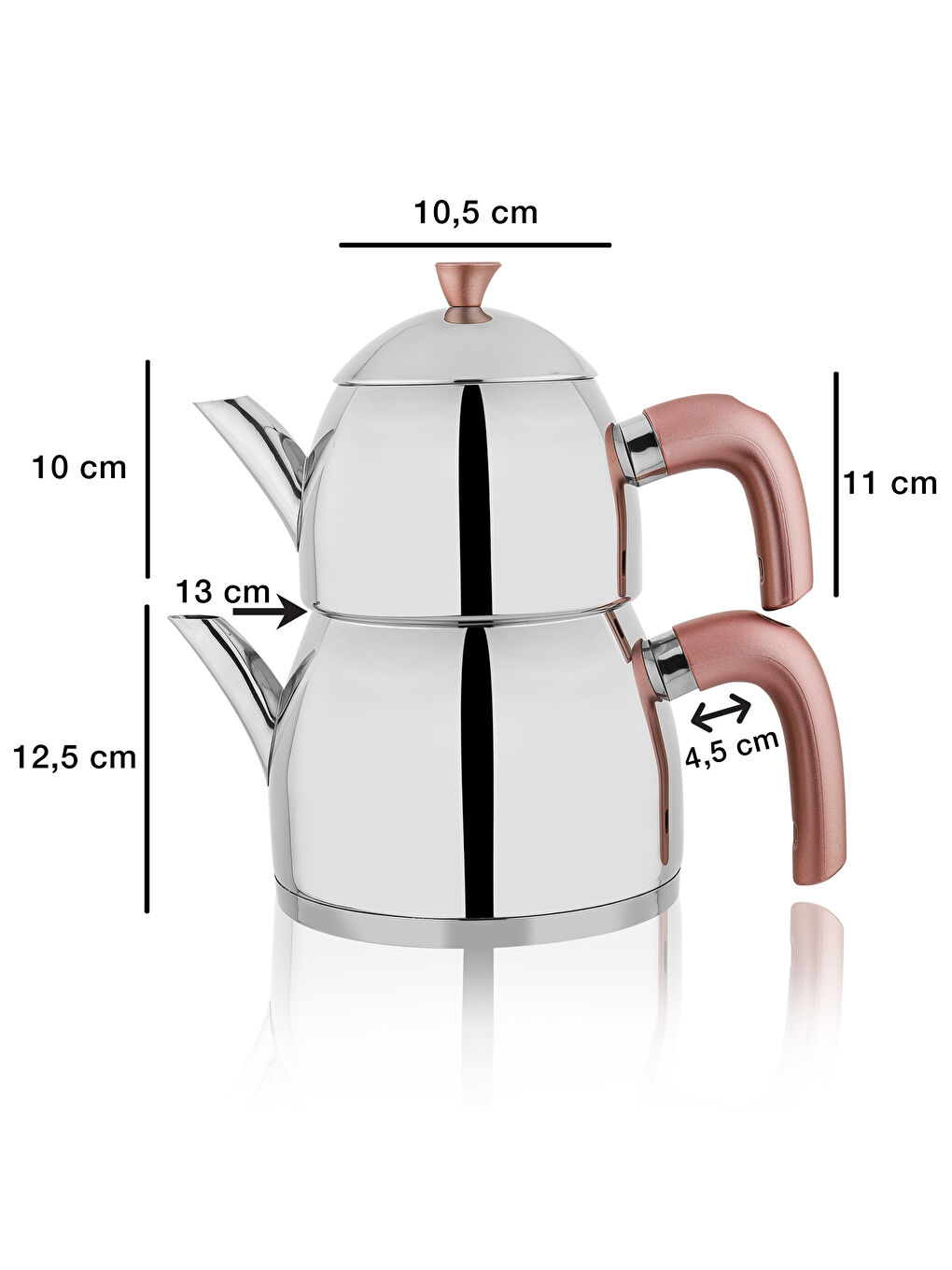 Pembe Alexa Aile Boyu Çelik Çaydanlık Takımı 4 Parça-Rosegold-2