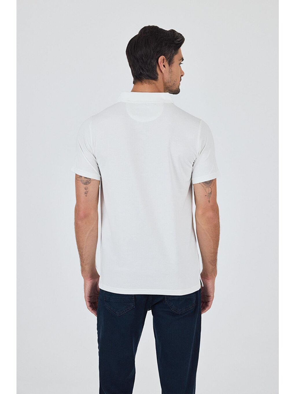 Pembe Kısa Kol Baskılı Suprem İtalyan Yaka Cepsiz Slim Fit Tişört 1011250123-4