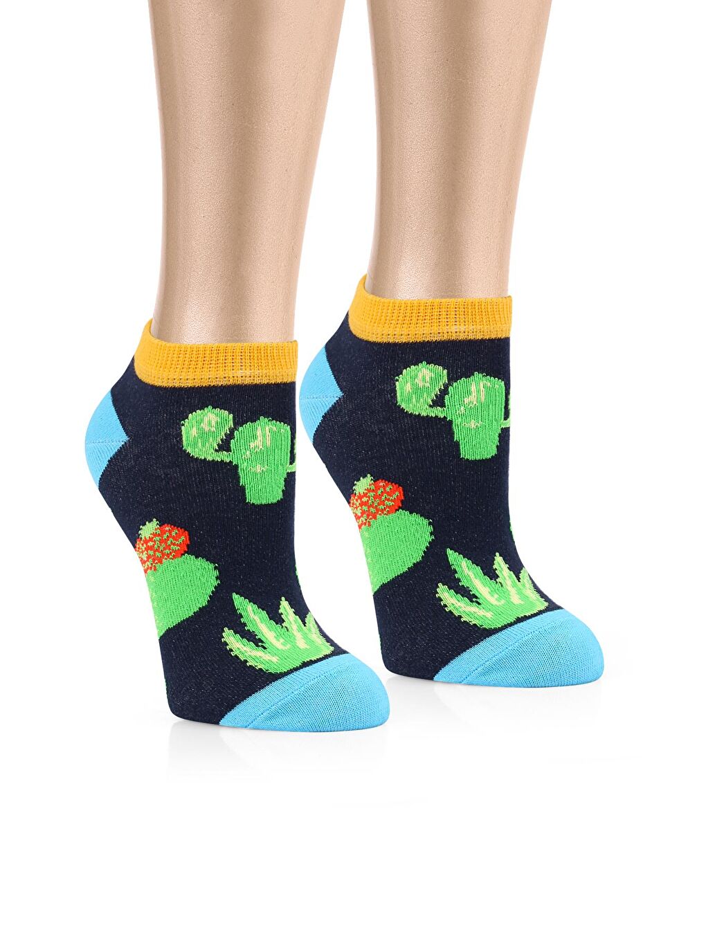 OZZY SOCKS Siyah-Yeşil 5 Çift Eğlenceli Desenler Kadın Patik Çorap OZZYP005 - 6