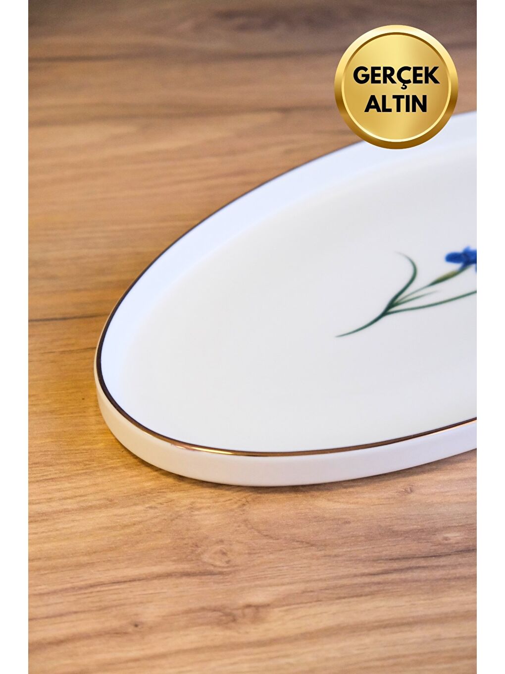 Karışık Porselen Natura İris Altın Yaldızlı Dik Yanaklı Kayık 32,50x17x2,50cm Tekli-4