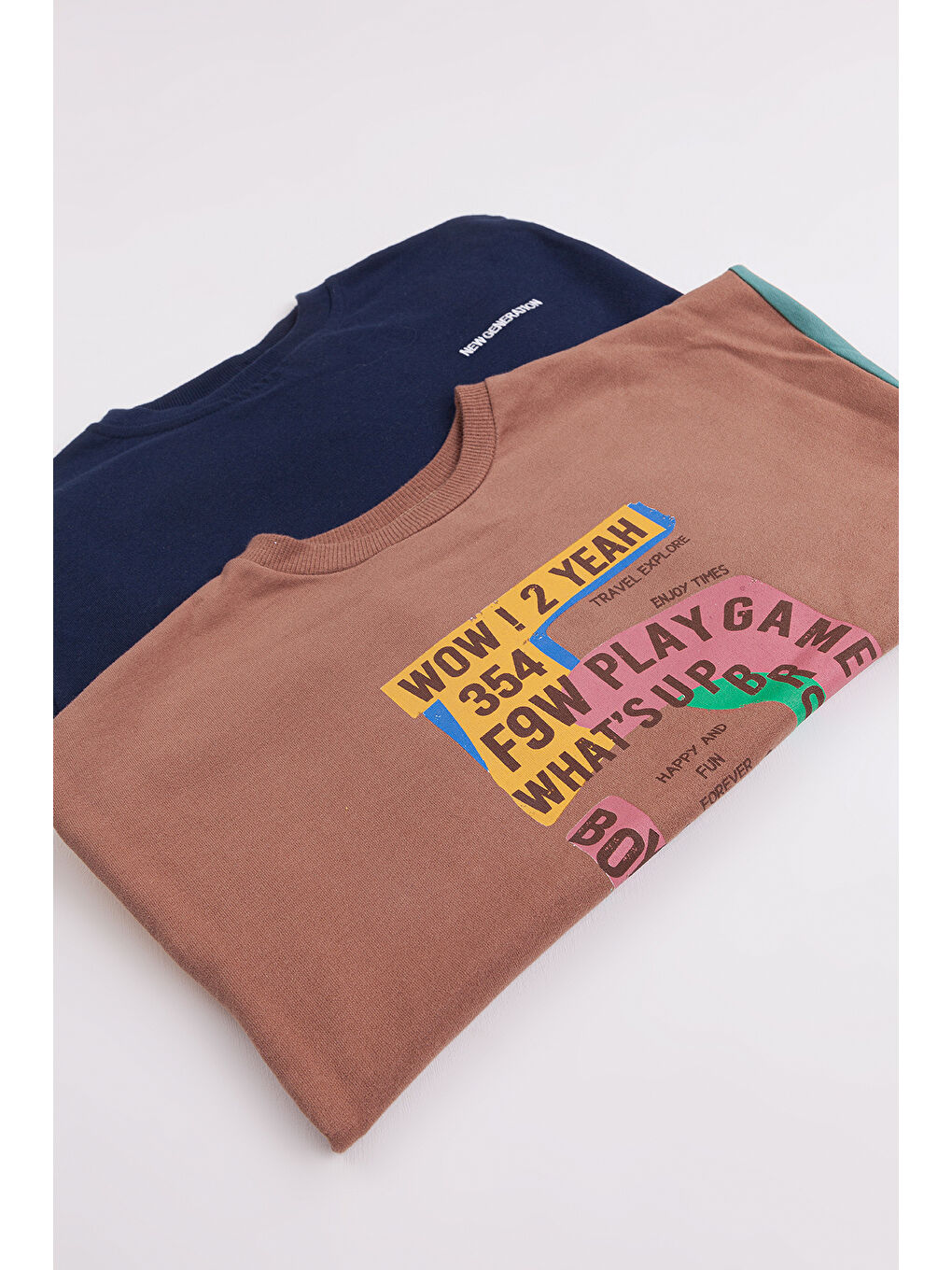 Lacivert Erkek Çocuk 2'li Paket Basic Sweatshirt-1