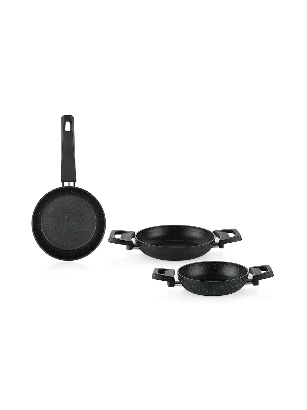 Black Stone 3 lü Tava + Sahan Seti-Siyah-1