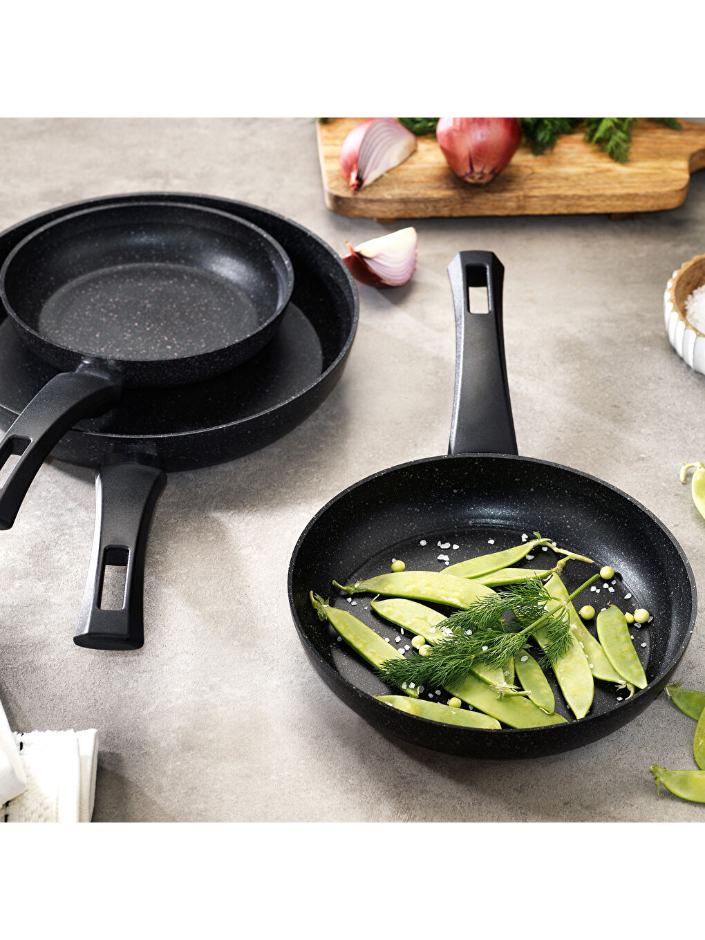 Black Stone 3 lü Tava Seti 18 Cm+22 Cm+26 Cm-Siyah-2