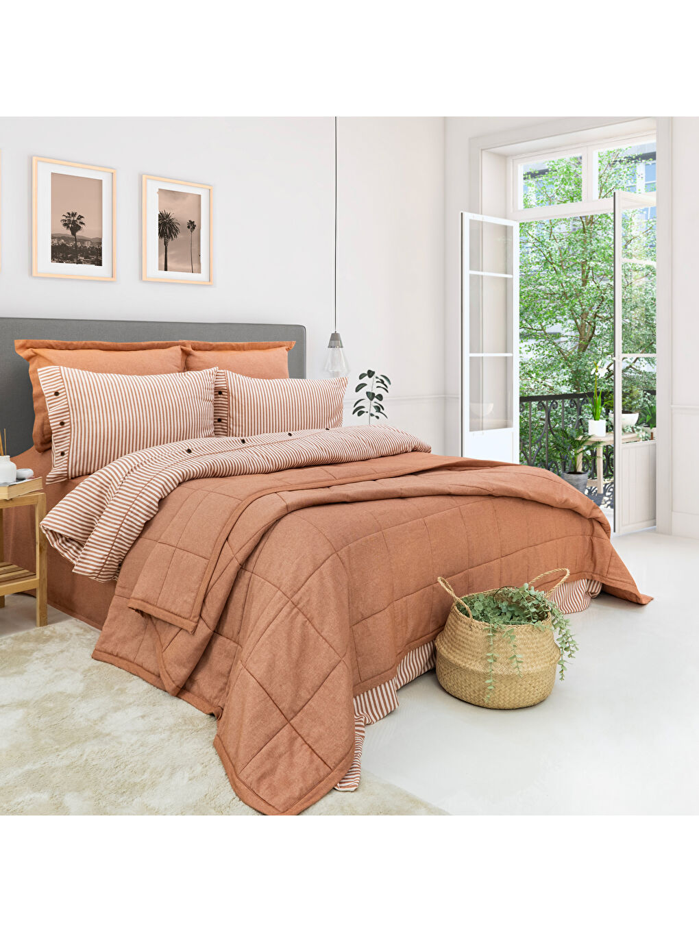 Home Loria Yatak Örtüsü Nevresim Seti 7 Parça-Turuncu-1