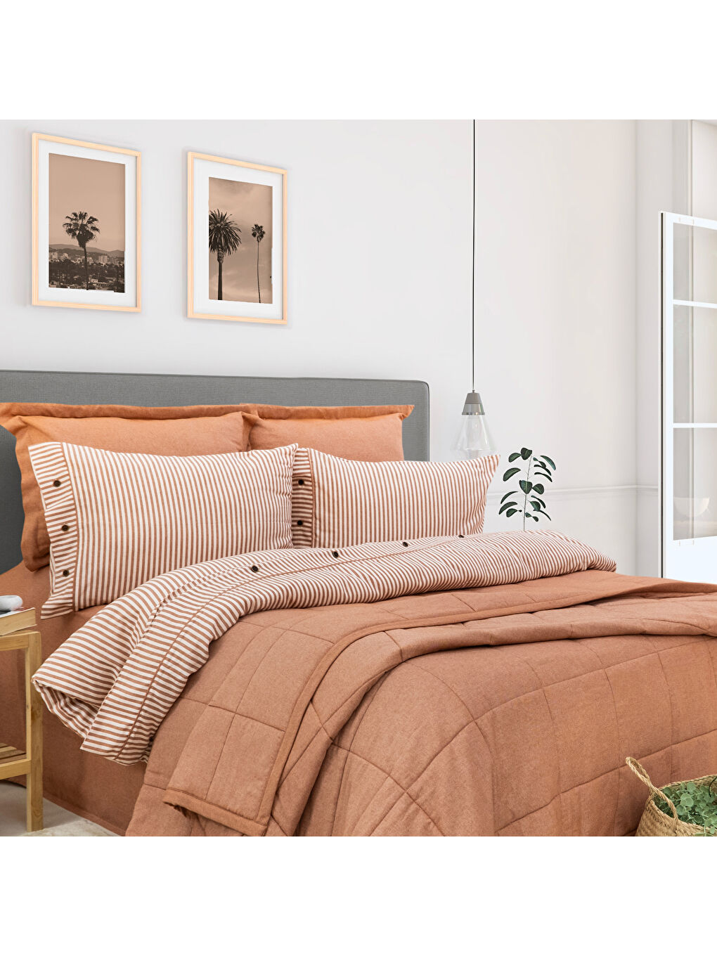 Home Loria Yatak Örtüsü Nevresim Seti 7 Parça-Turuncu-2