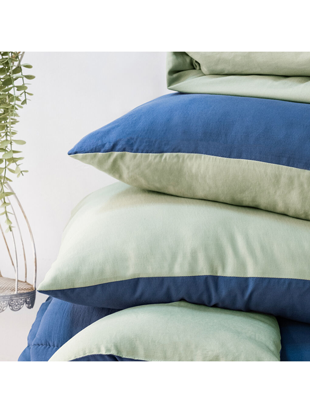 Home Softy Comfort Yorgan Seti 4 Parça-İndigo/Su Yeşili-3