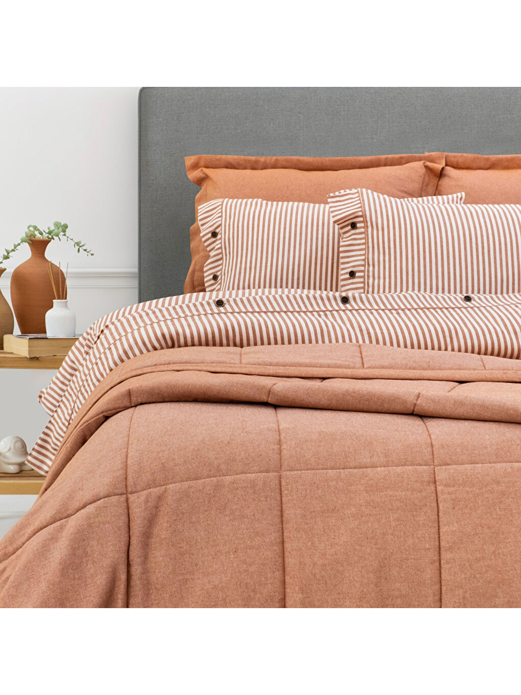 Home Loria Yatak Örtüsü Nevresim Seti 7 Parça-Turuncu-4