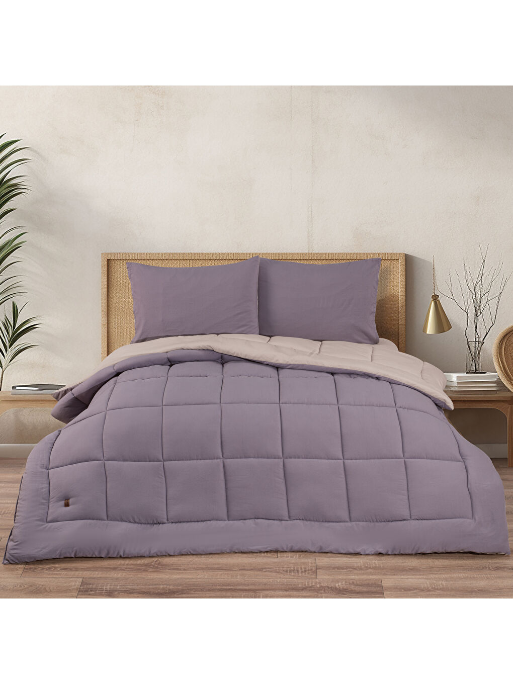 Home Softy Comfort Yorgan Seti 4 Parça-Bej/Mor