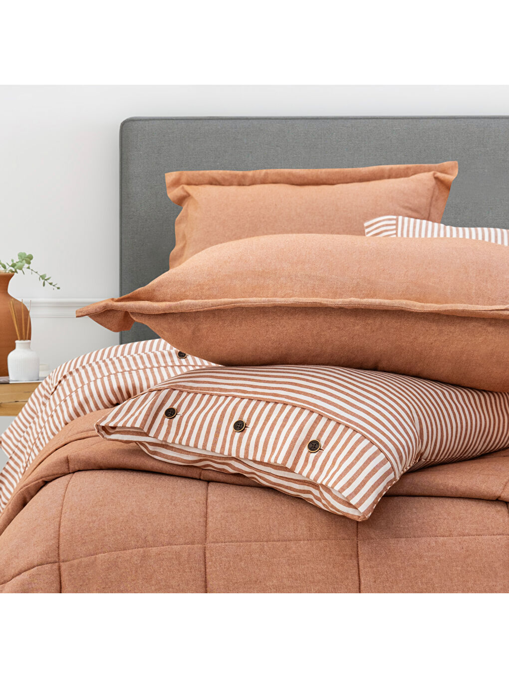 Home Loria Yatak Örtüsü Nevresim Seti 7 Parça-Turuncu-5