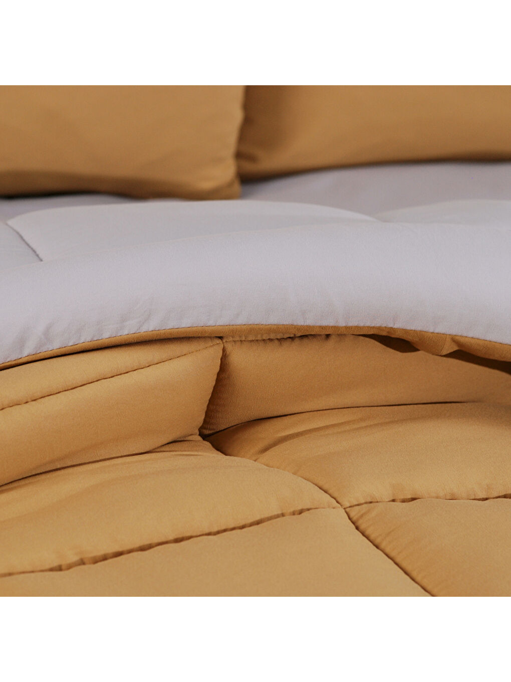 Home Softy Comfort Yorgan Seti 4 Parça-Gri/Hardal-1