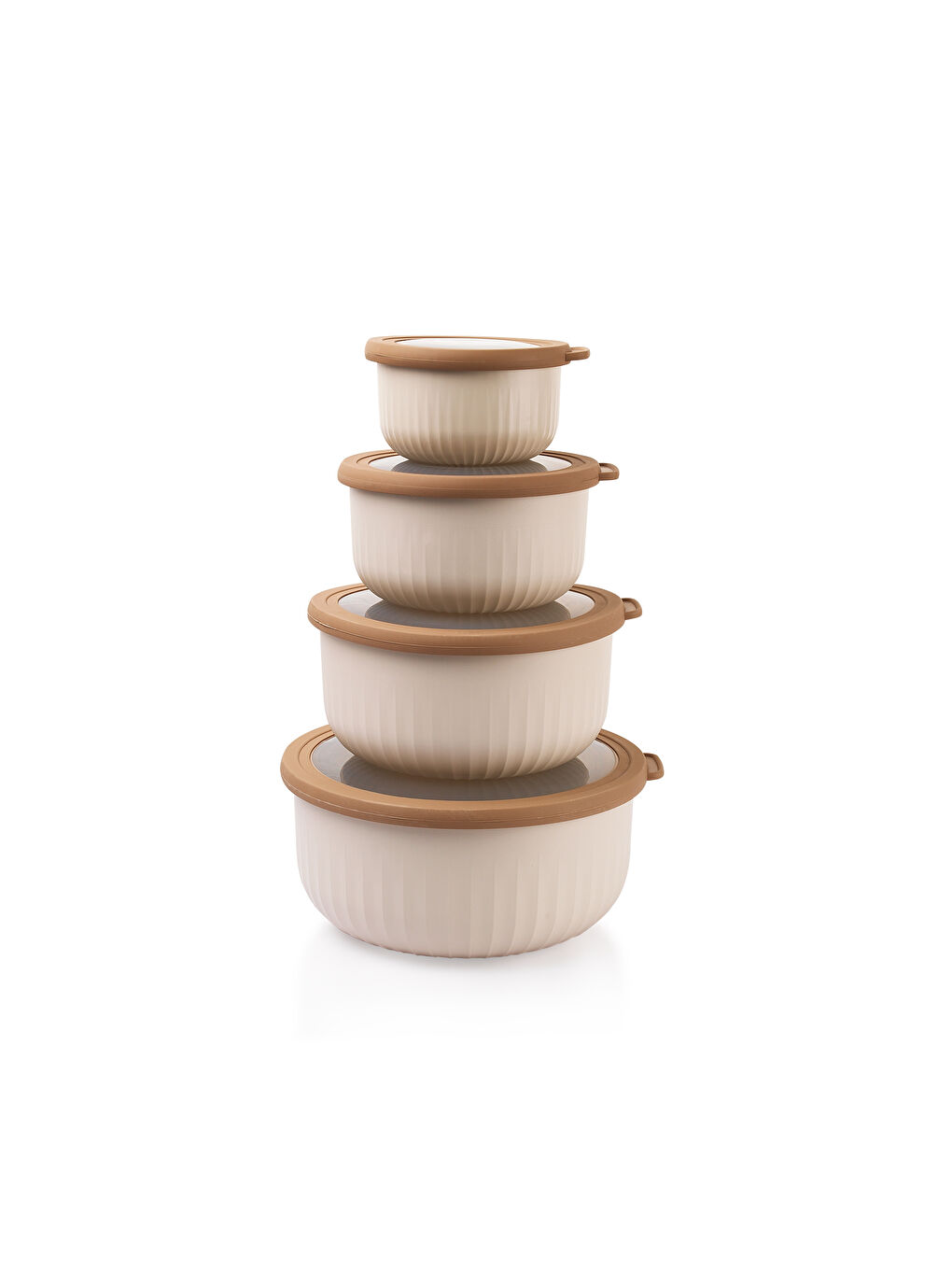 Ekru Ashley 4 lü Yuvarlak Saklama Kabı-Krem-1