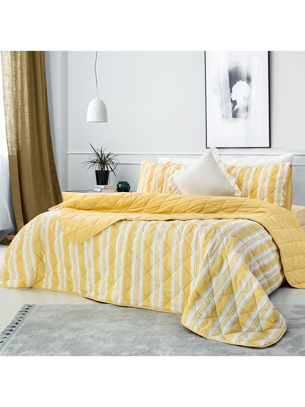 Sarı Home İnfinity Çift Kişilik Complete Set 4 Parça-Hardal-1