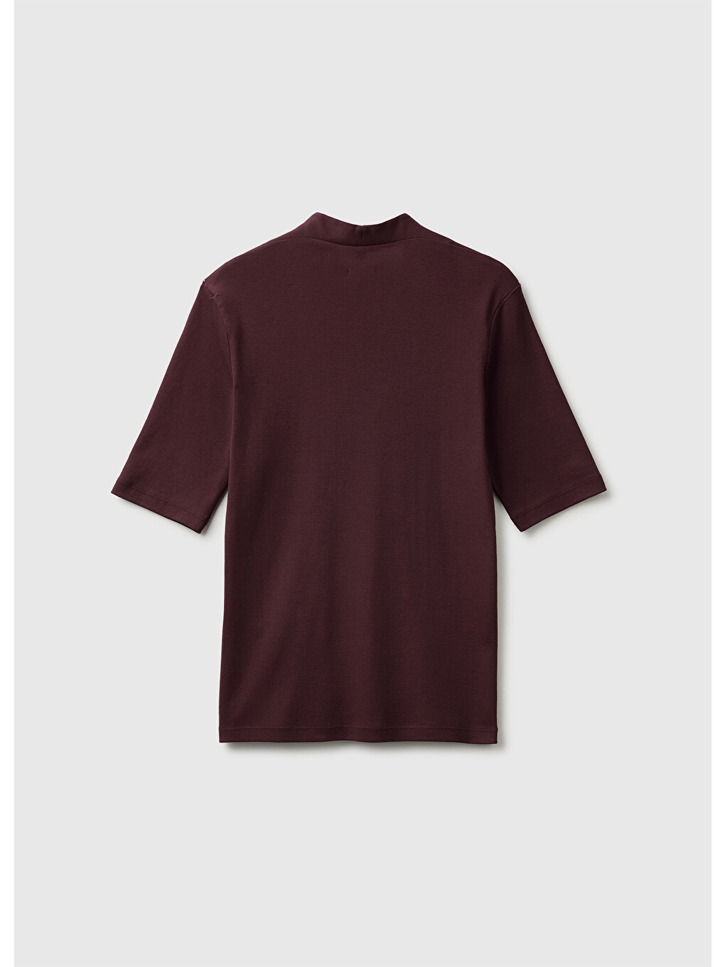 Kadın Kahverengi %100 Pamuk Yarım Kollu Derin V Yaka T-shirt-1