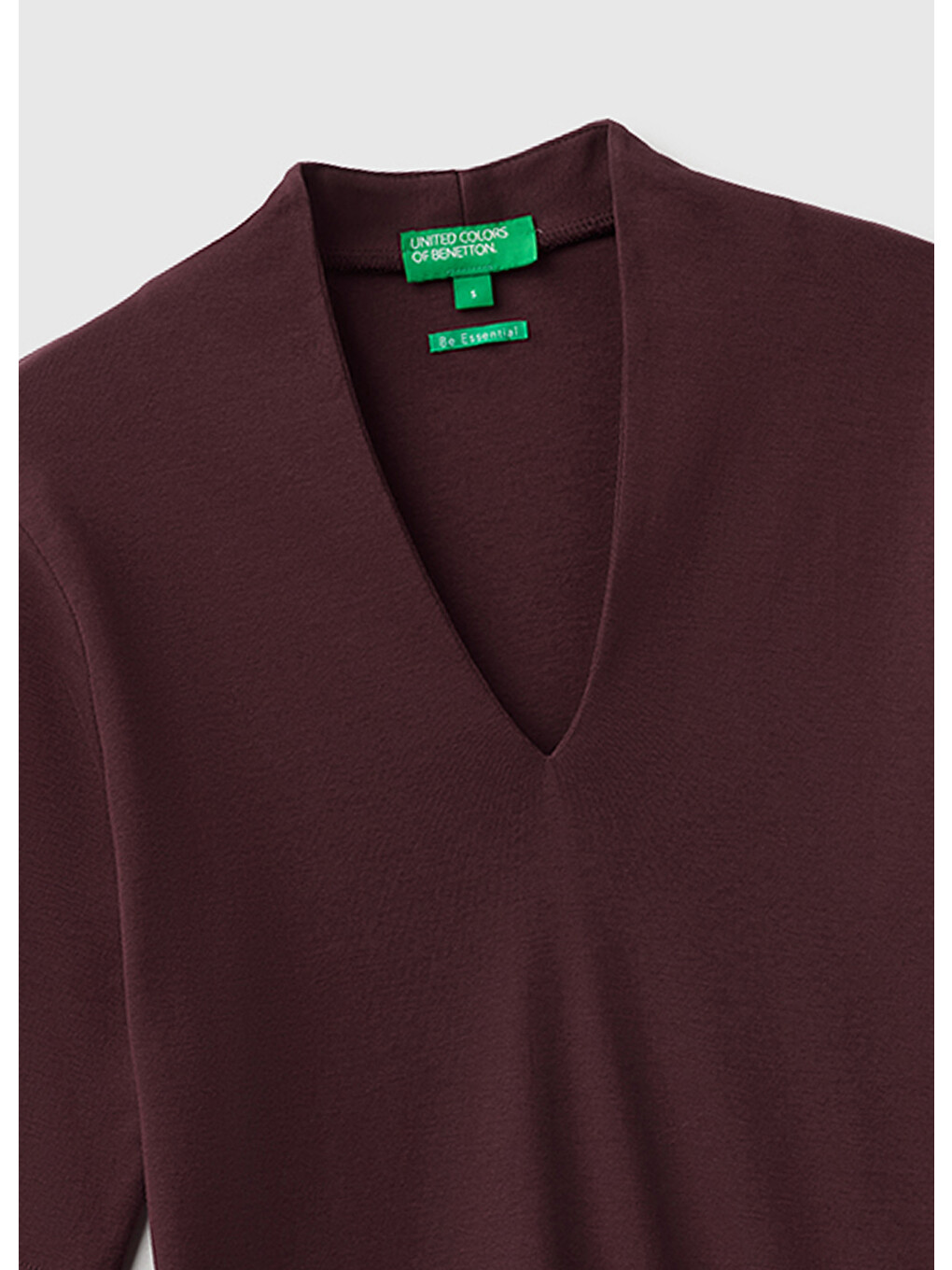 Kadın Kahverengi %100 Pamuk Yarım Kollu Derin V Yaka T-shirt-2