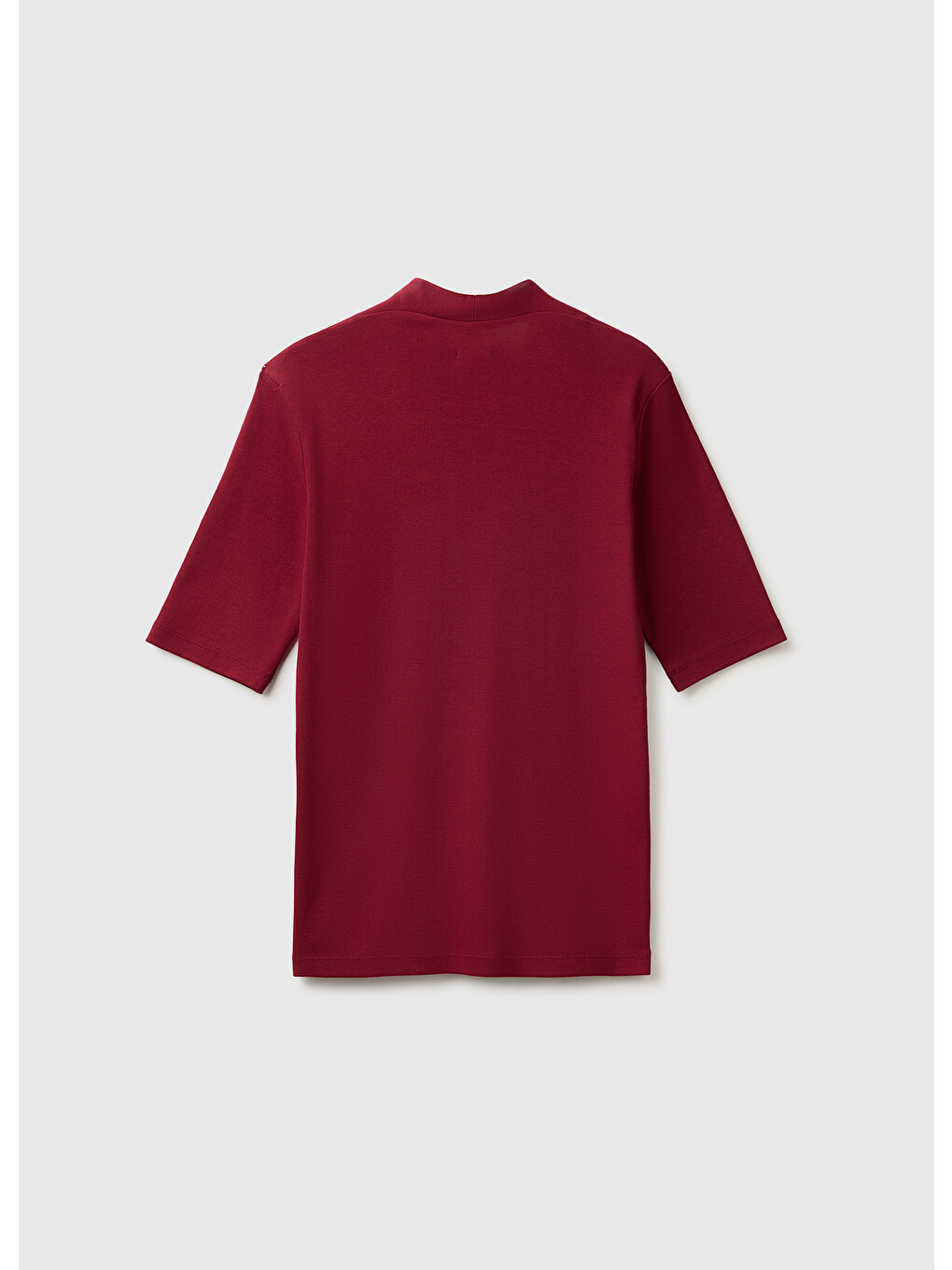 Kadın Mürdüm %100 Pamuk Yarım Kollu Derin V Yaka T-shirt-3