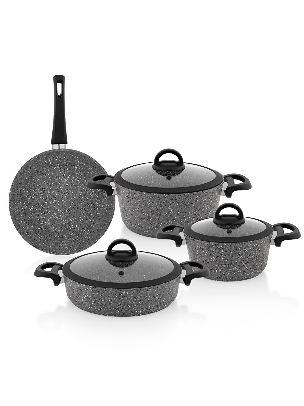 Cucina Yanmaz Yapışmaz Tencere Seti 7 Parça-Gri-7