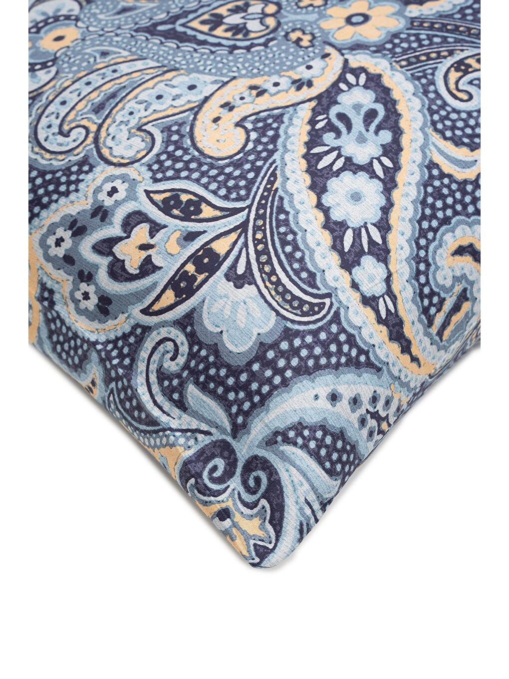 2'li Desenli Yastık Kılıfı %100 Organik Pamuk Saten Koyu Mavi 50x70 Cm-2