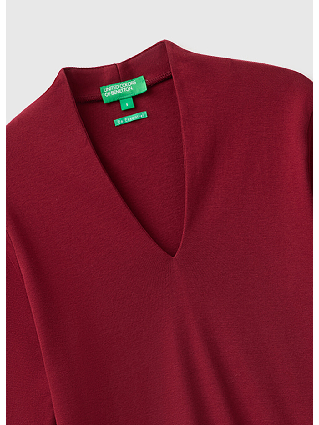 Kadın Mürdüm %100 Pamuk Yarım Kollu Derin V Yaka T-shirt-6